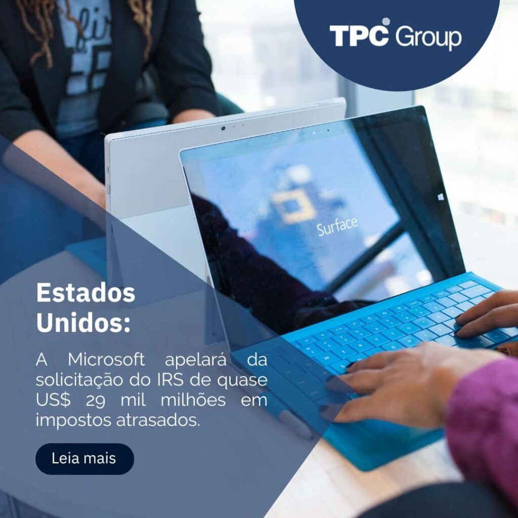 A Microsoft apelará da solicitação do IRS de quase US$ 29 mil milhões em impostos atrasados
